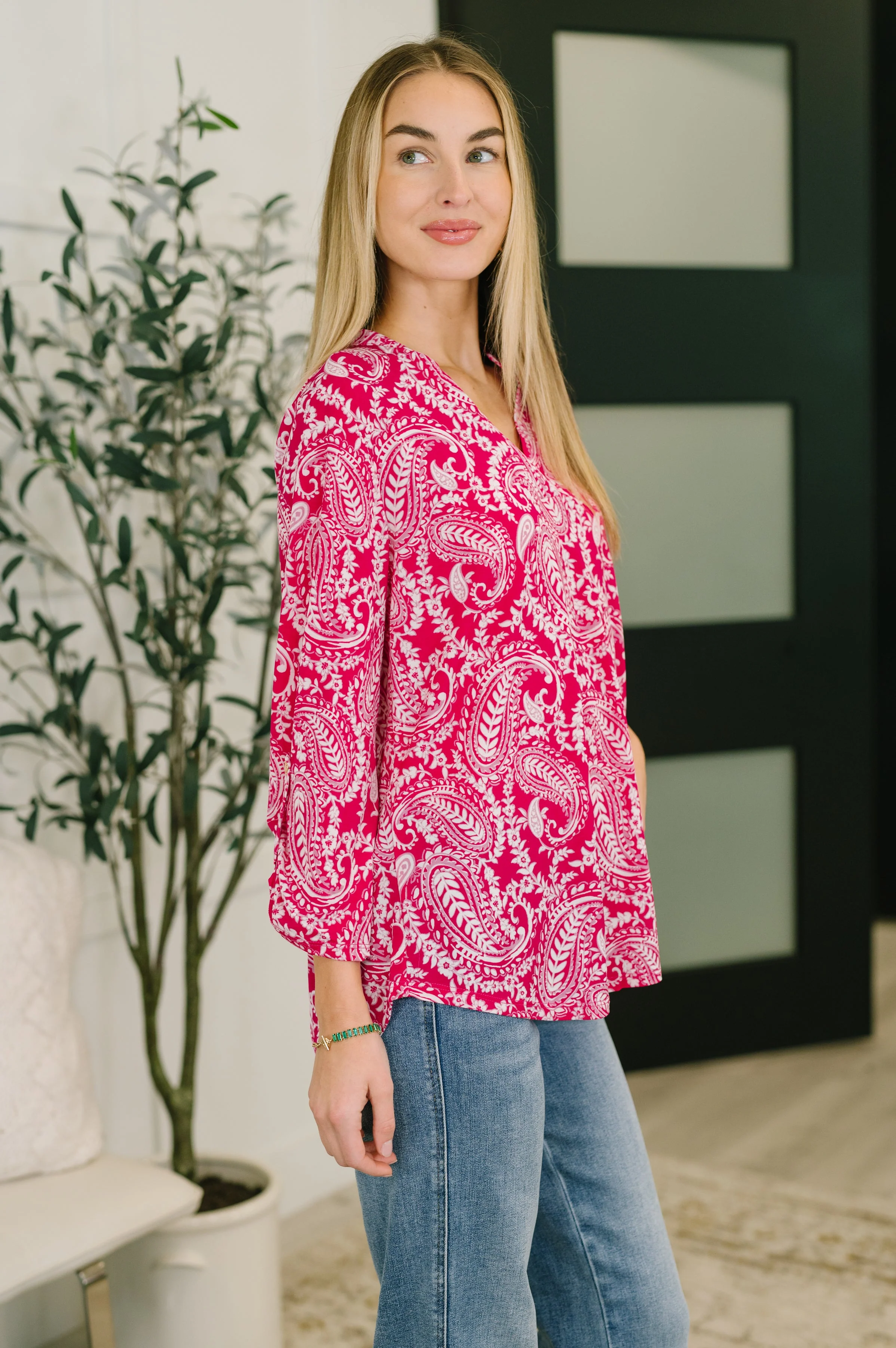 Lizzy Top in Pink Paisley - Image 4
