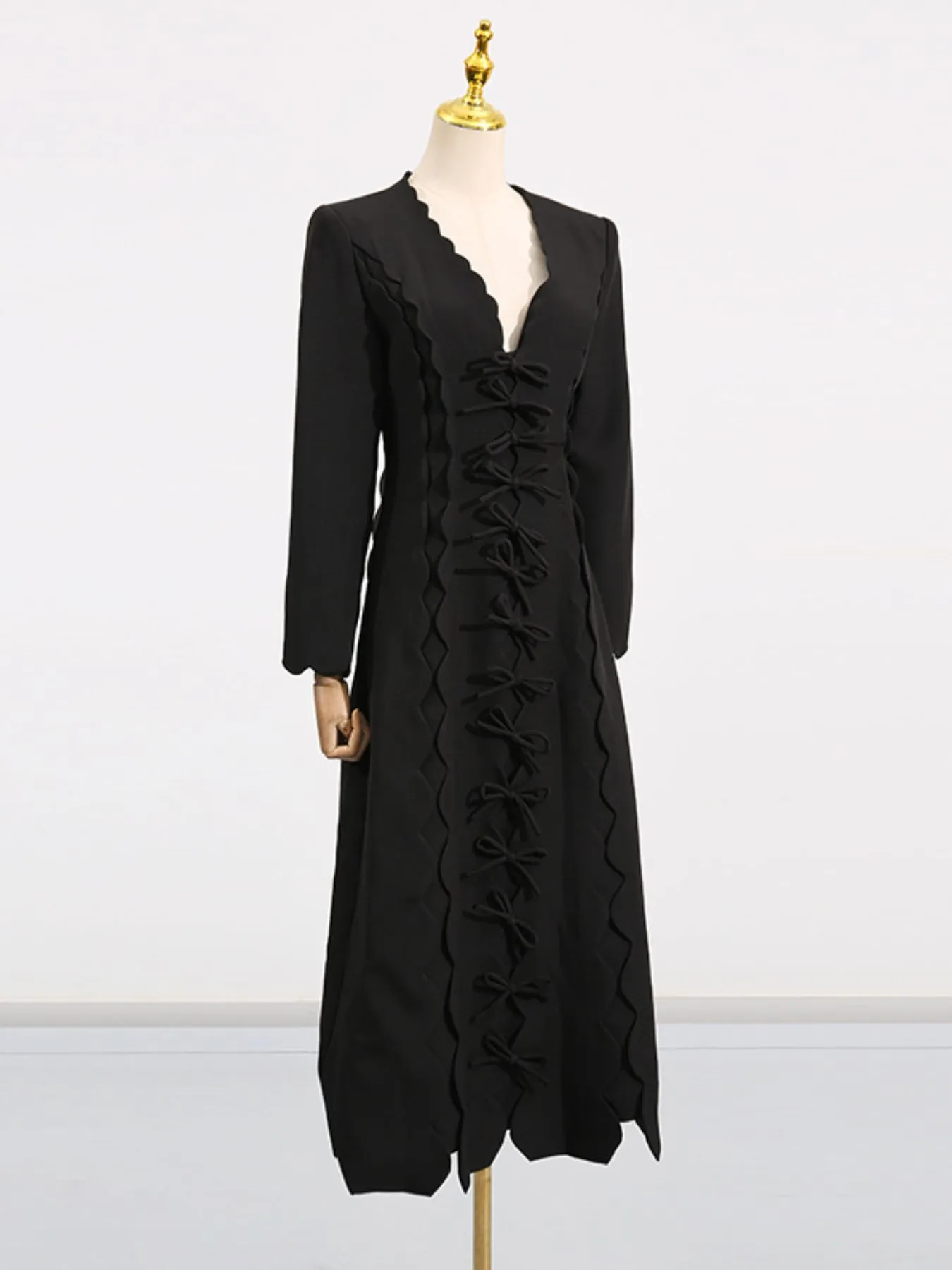 Long Sleeve Bow Front Midi Dress - Image 11