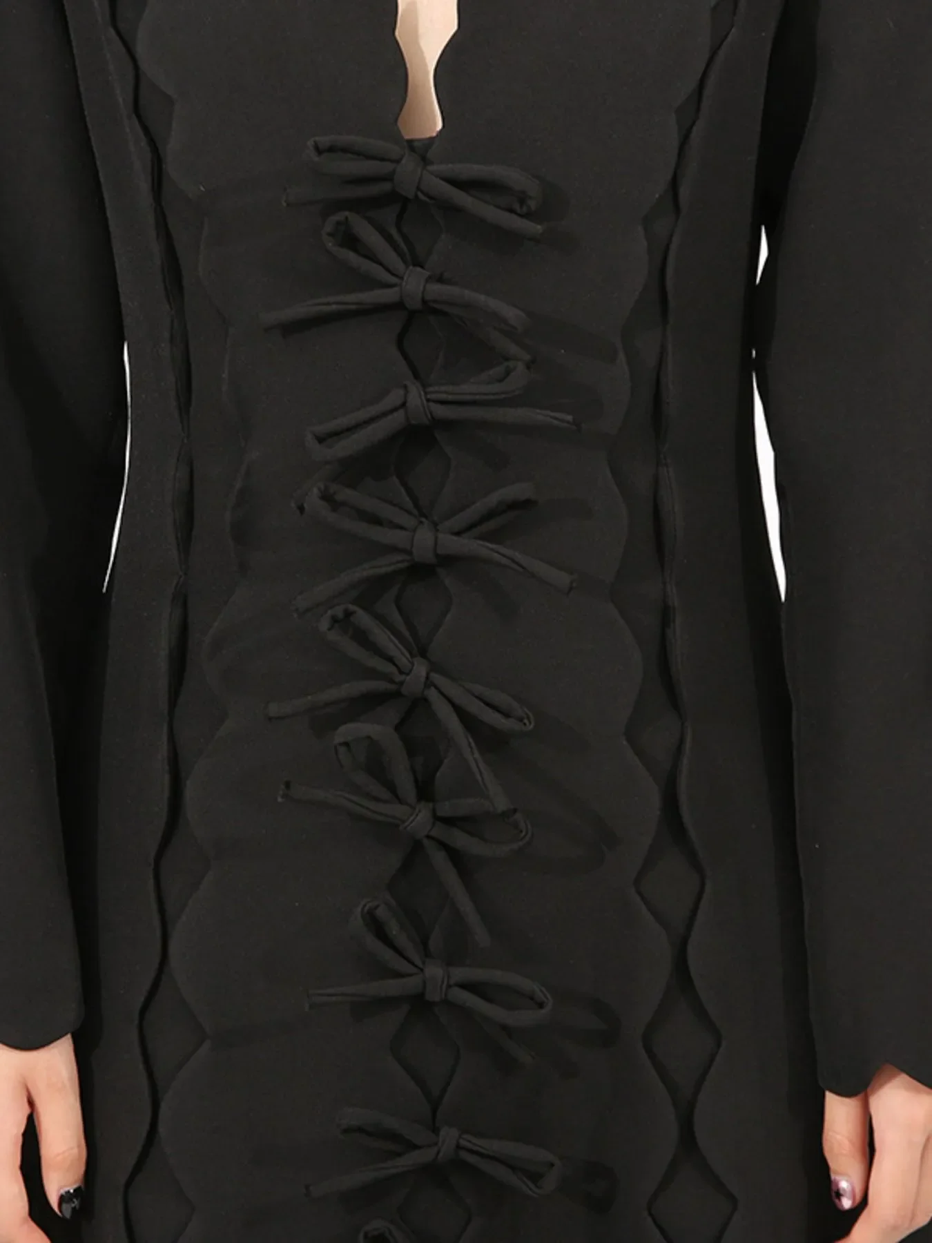 Long Sleeve Bow Front Midi Dress - Image 5