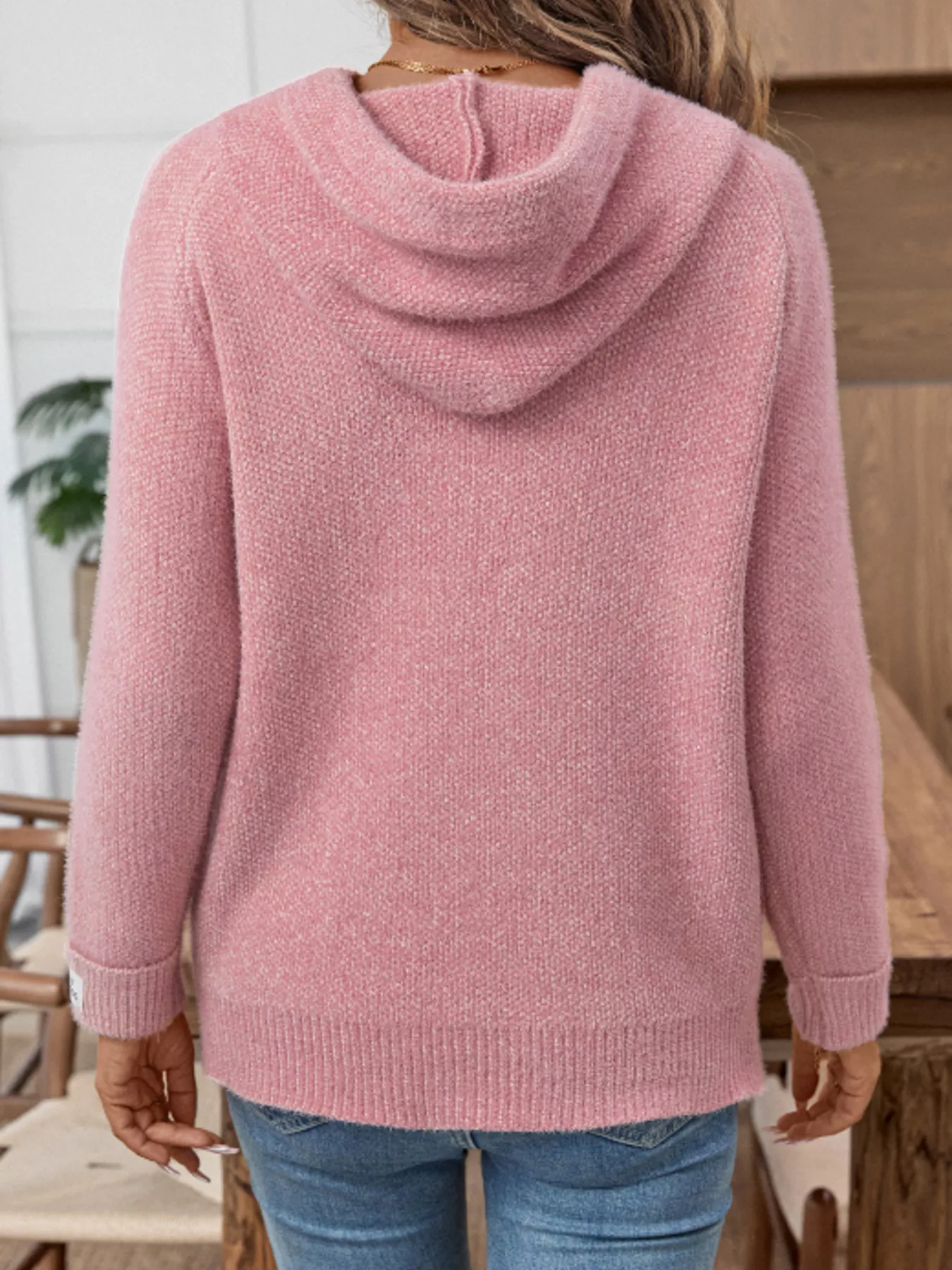 Long Sleeve Drawstring Hooded Sweater - Image 2