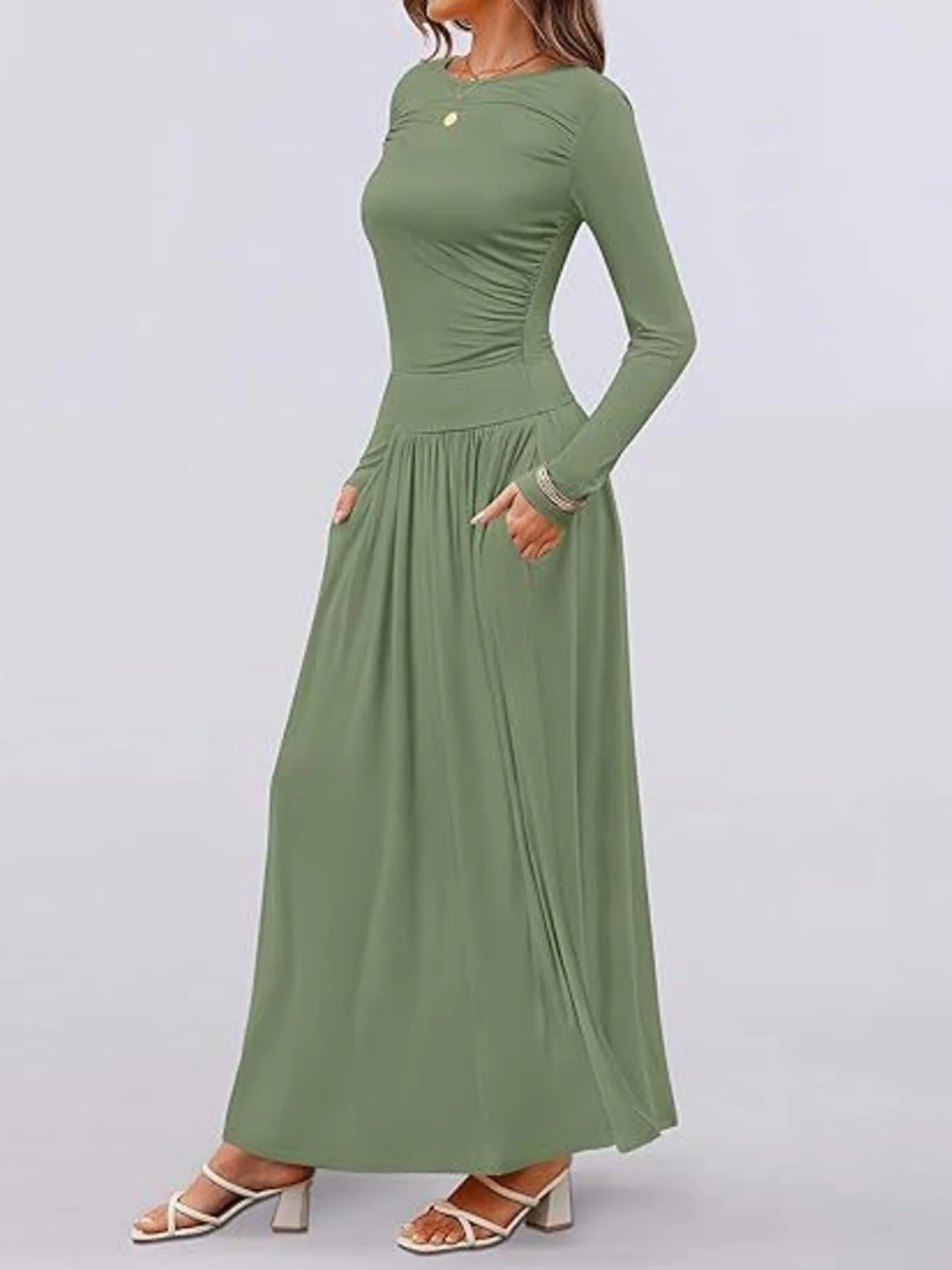 Long Sleeve Maxi Dress with Pockets - Image 14