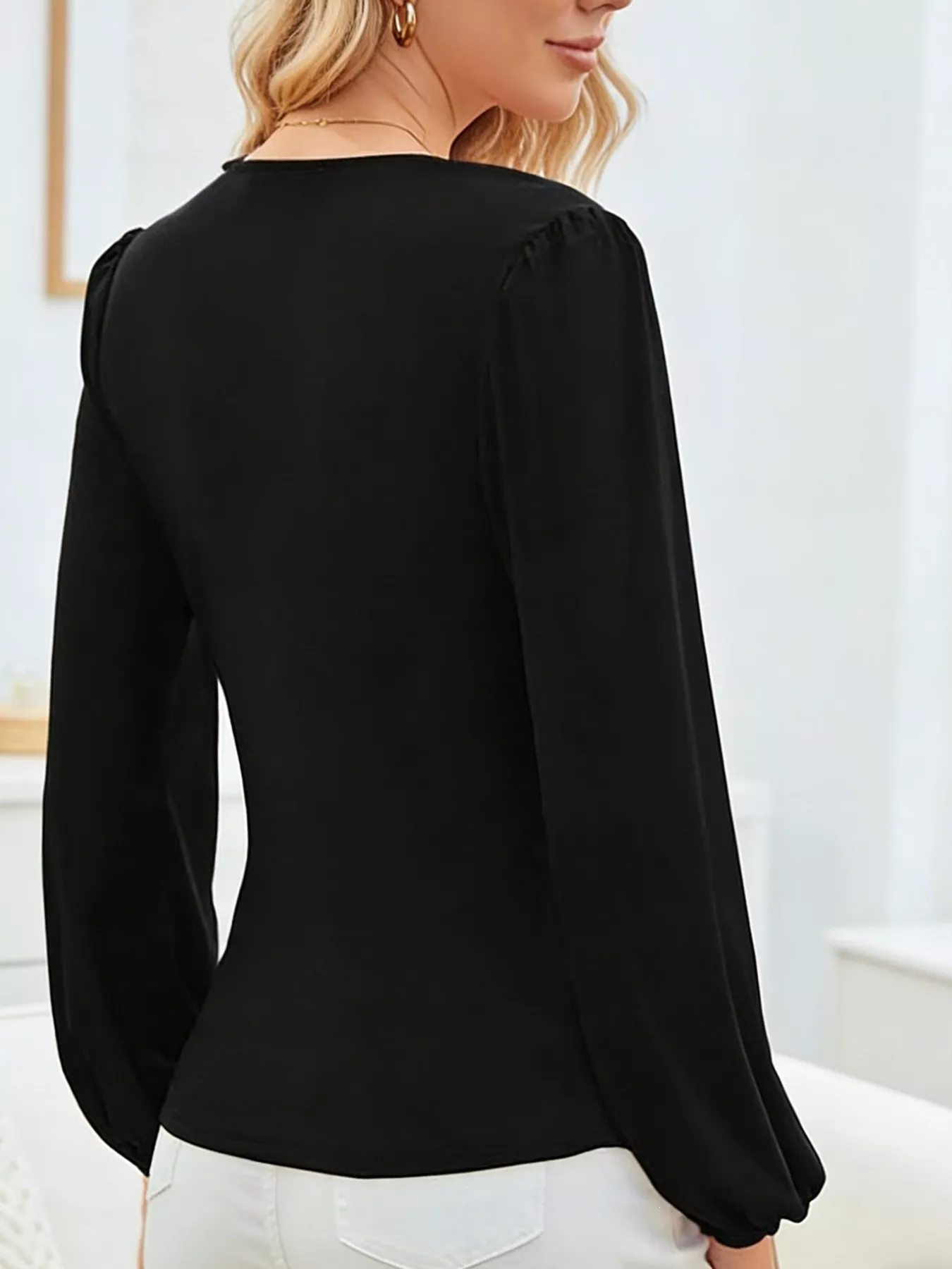 Long Sleeve Ruched Blouse - Image 4