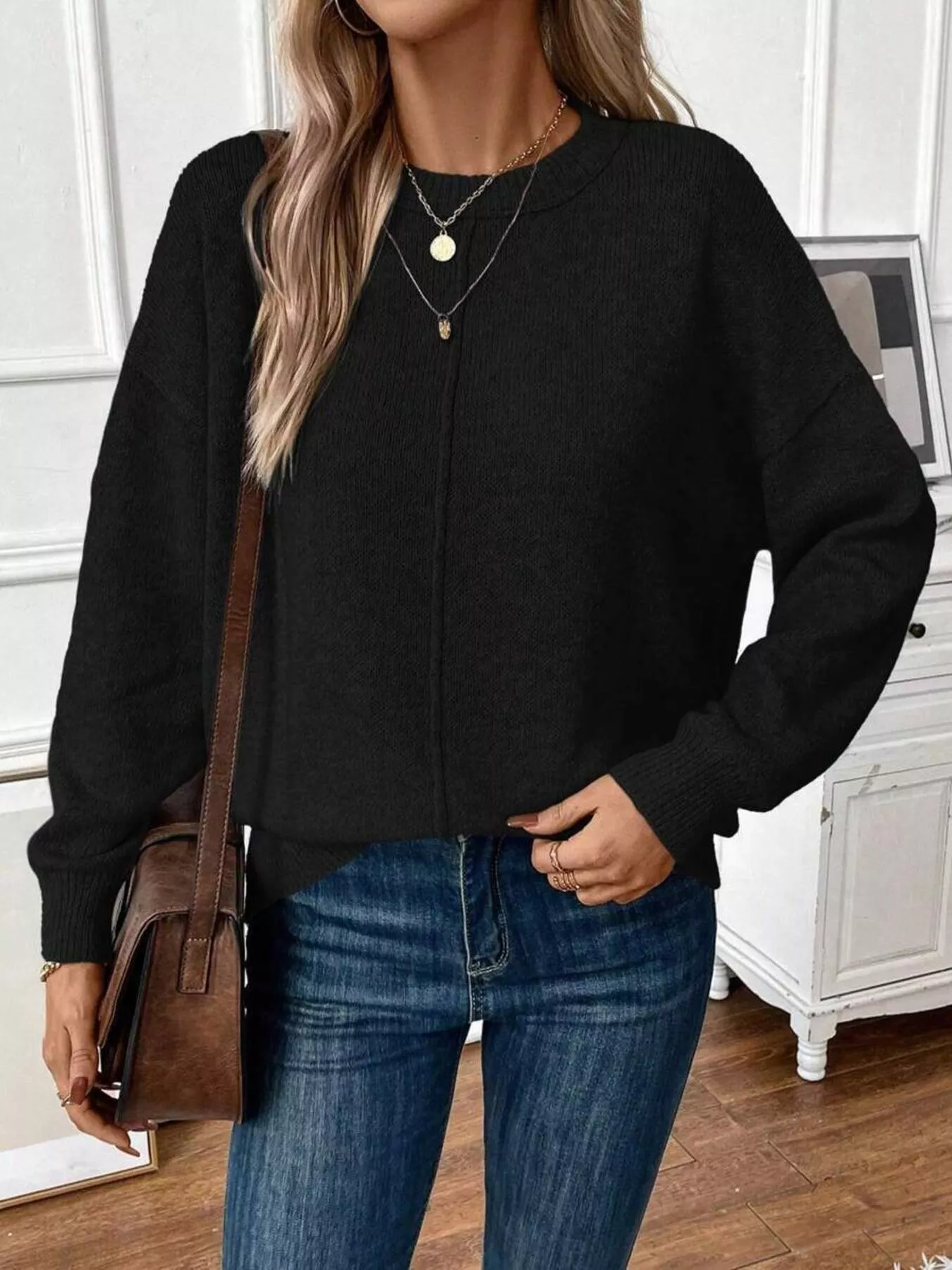 Loose-Fit Dropped Shoulder Sweater - Image 7
