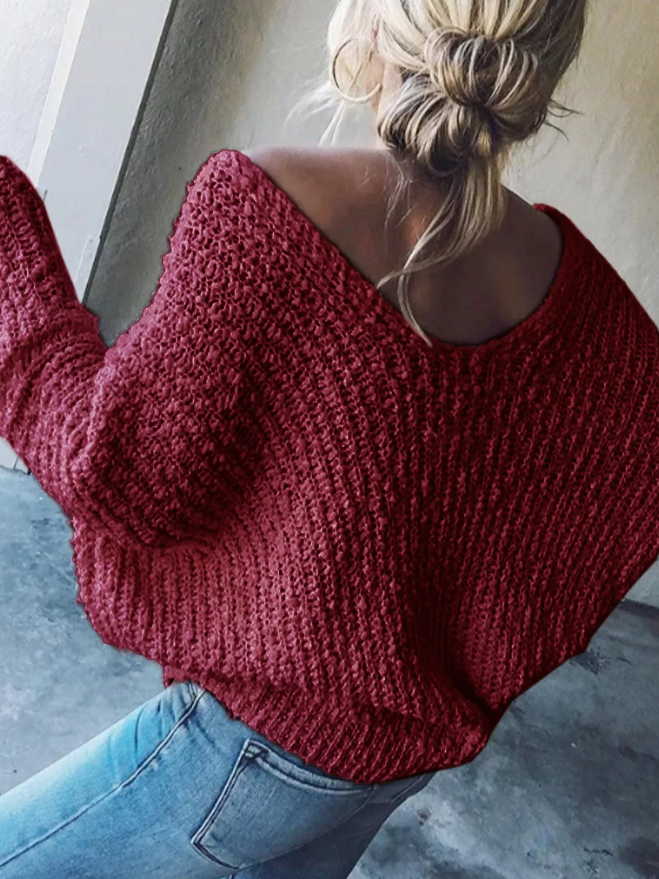Loose Fit Long Sleeve Sweater - Image 17