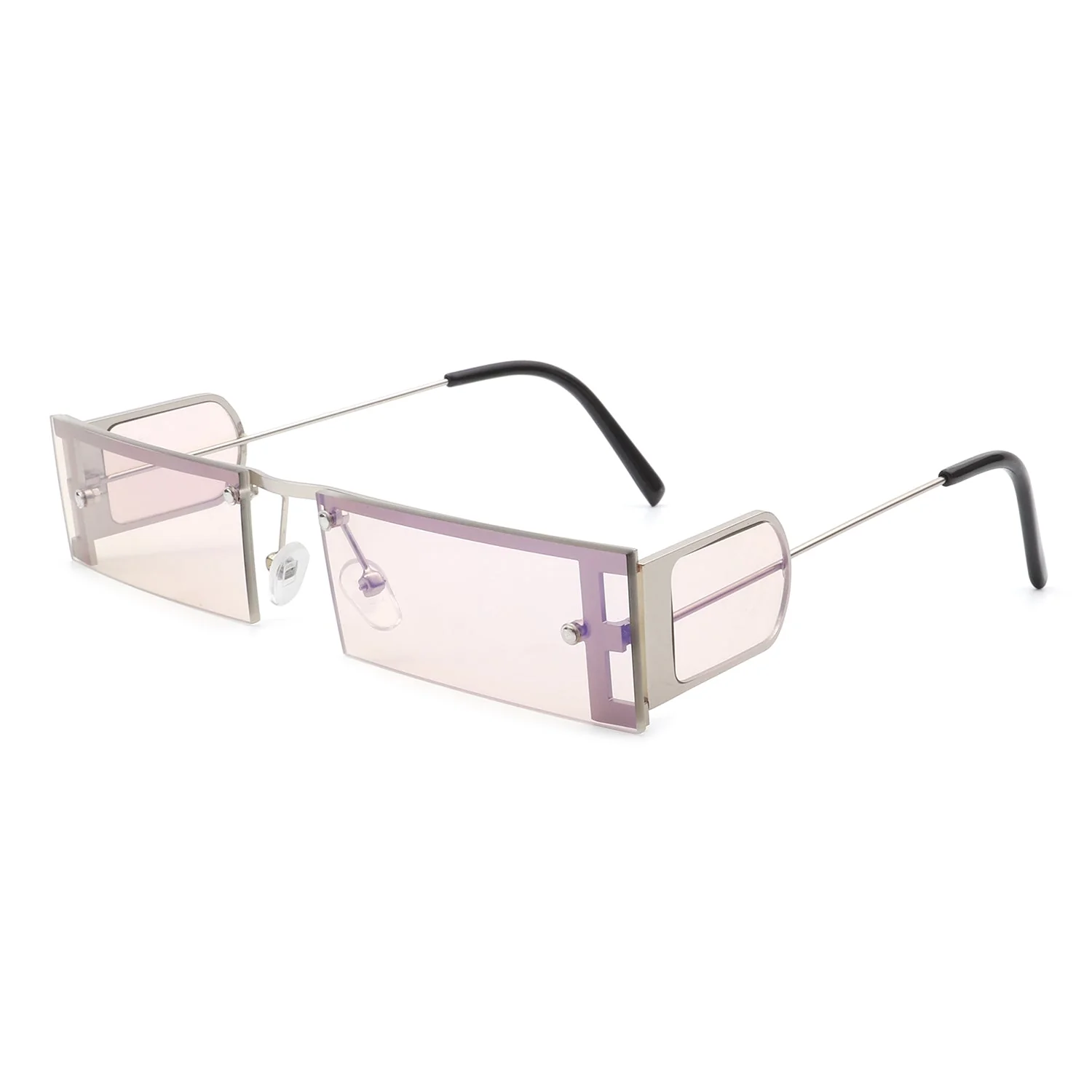 Loro - Rectangle Retro Narrow Slim Flat Top Tinted Sunglasses - Image 11