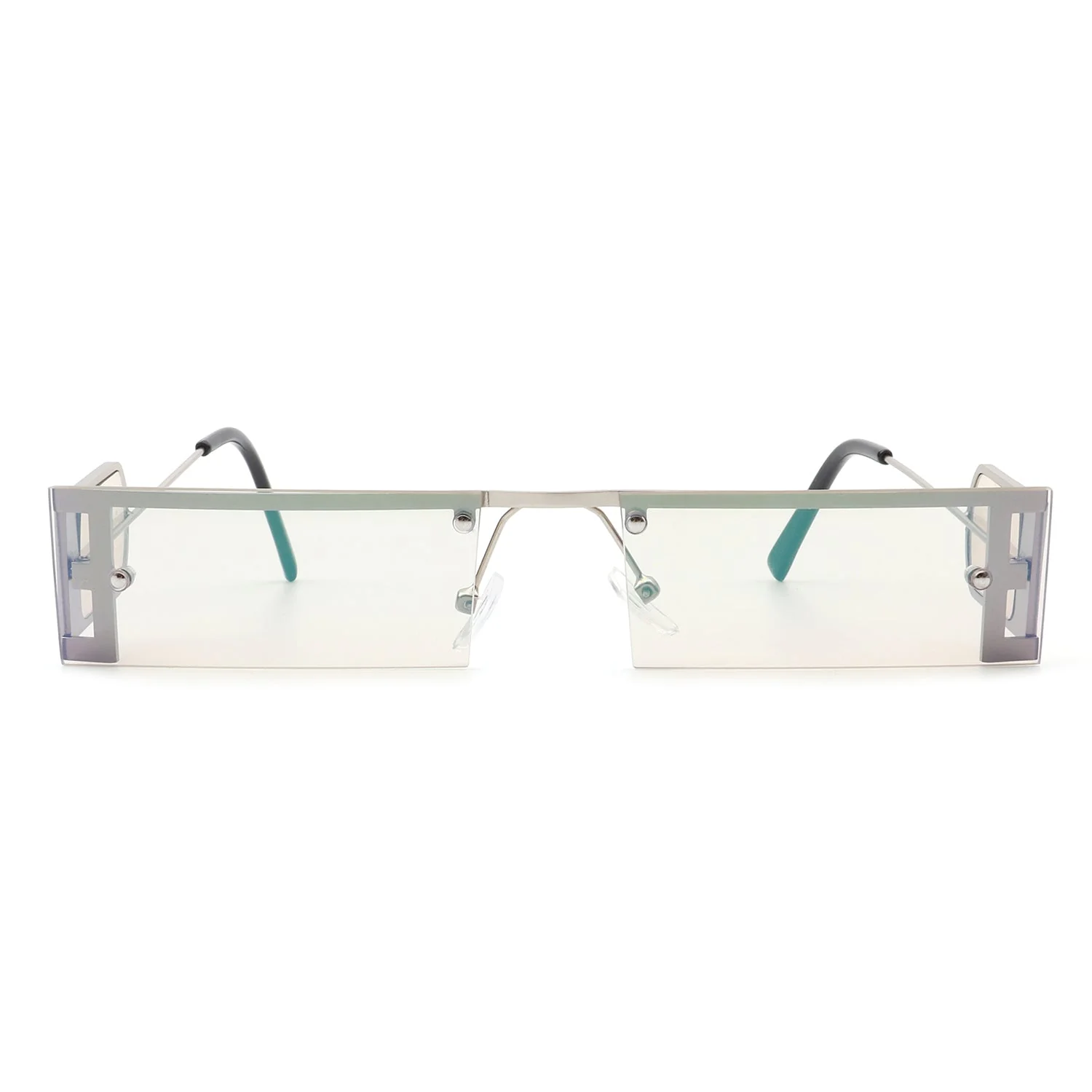 Loro - Rectangle Retro Narrow Slim Flat Top Tinted Sunglasses - Image 12