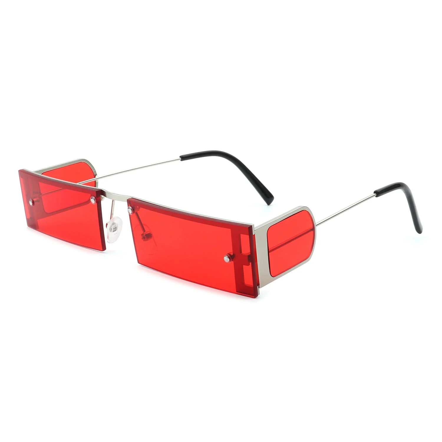 Loro - Rectangle Retro Narrow Slim Flat Top Tinted Sunglasses - Image 5