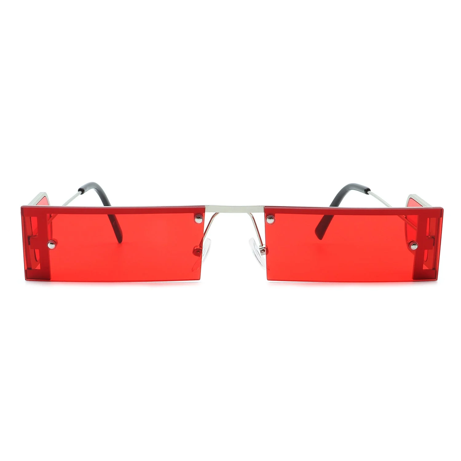 Loro - Rectangle Retro Narrow Slim Flat Top Tinted Sunglasses - Image 6