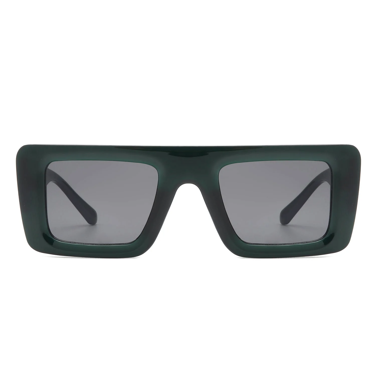 Lumos - Square Retro Two-Tone Thick Frame Flat-Top Sunglasses - Image 7