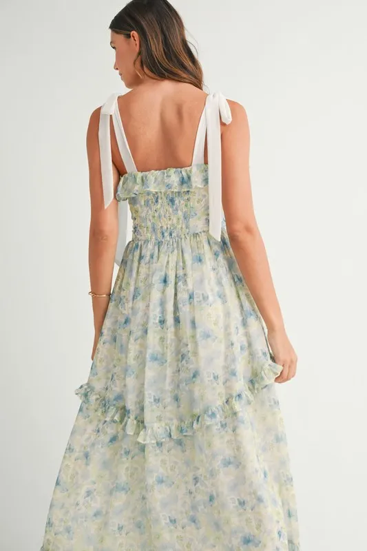 MABLE Floral Printed Shoulder Strap Midi Dress - Image 11