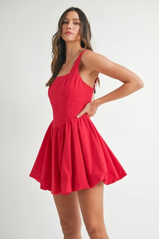 MABLE Poplin Square Neckline Bubble Mini Dress - Image 8