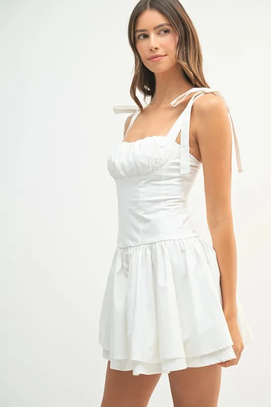 MABLE Shoulder Tie Corset Panel Mini Dress - Image 4