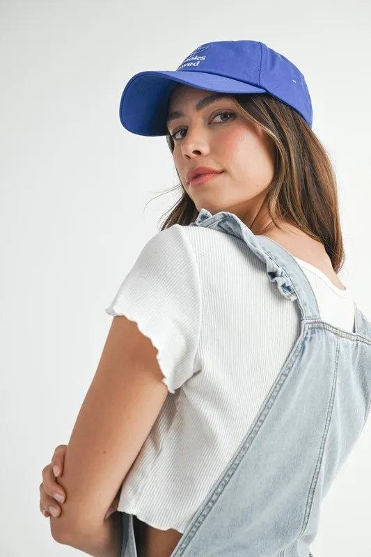 MABLE Square Neck Ruffle Shoulder Denim Overall Romper - Image 7