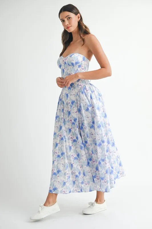 MABLE Sweetheart Neckline Floral Printed Midi Dress - Image 4