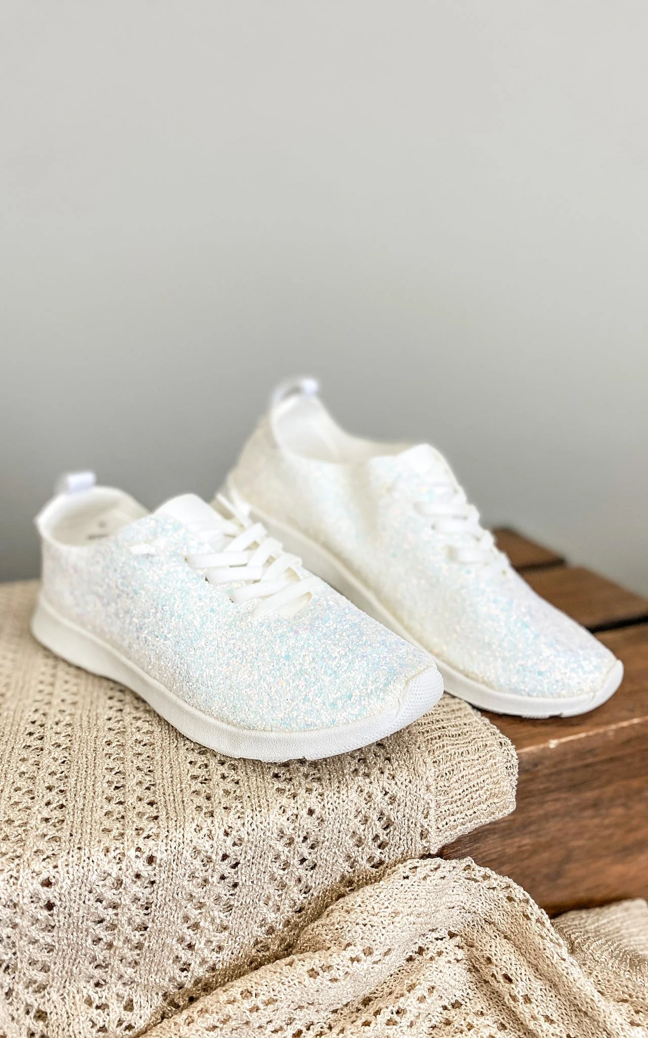 Mayo Glitter Sneakers in White - Image 2