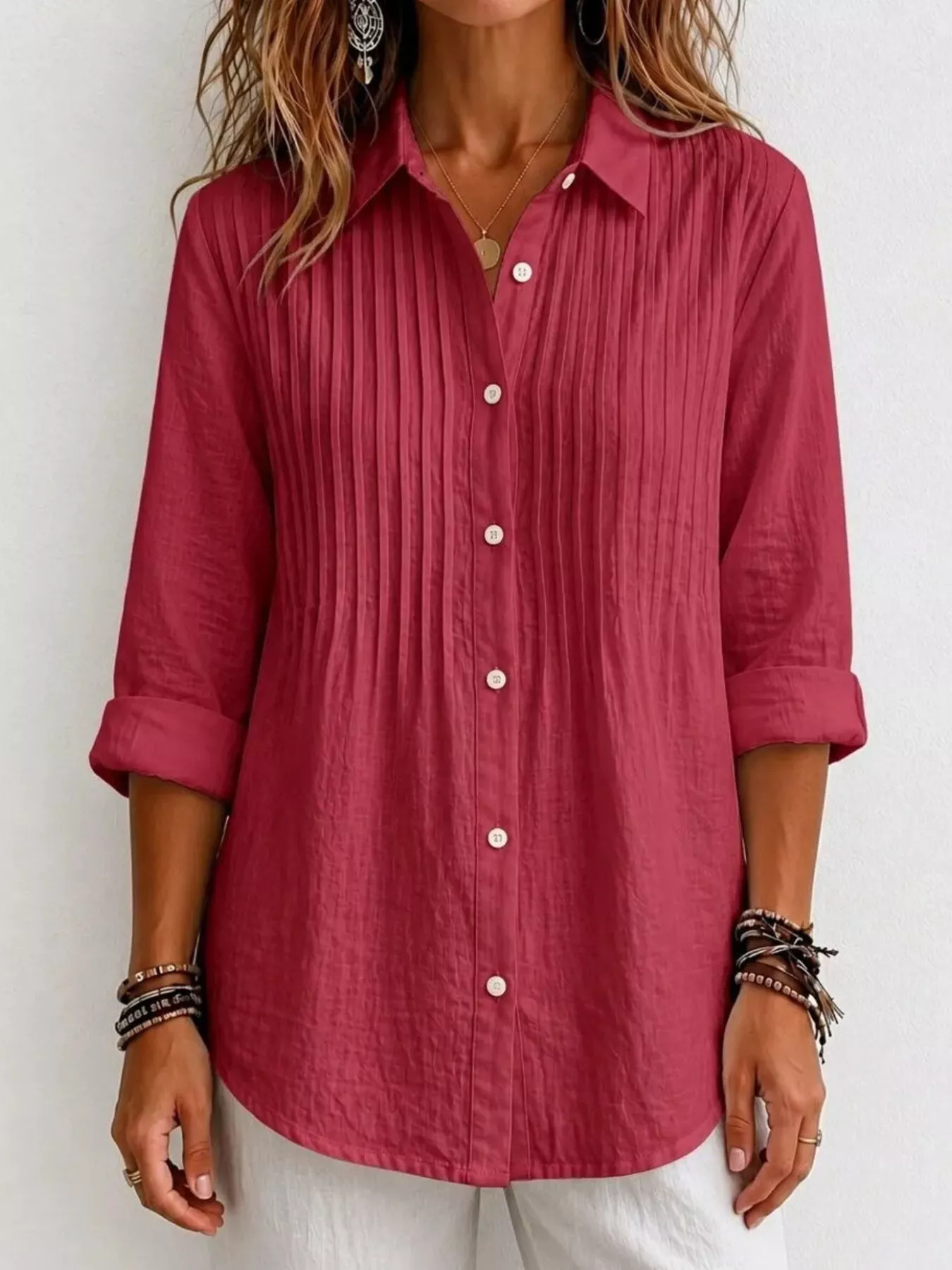 Men's Full Size Button Up Long Sleeve Shirt Plus Size - Image 17