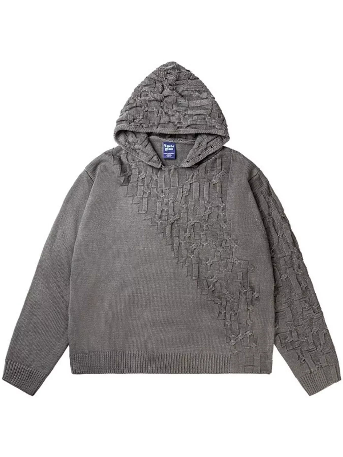 Men's Plus Size Long Sleeve Texture Knit Hooded Sweater - Image 3