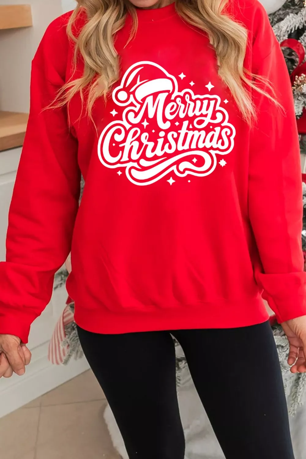 Merry Christmas Graphic Drop Shoulder Sweatshirt - Image 2