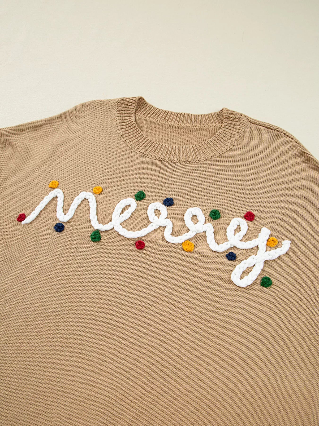 Merry Colorful Dot Detail Christmas Dolman Sweater - Image 10