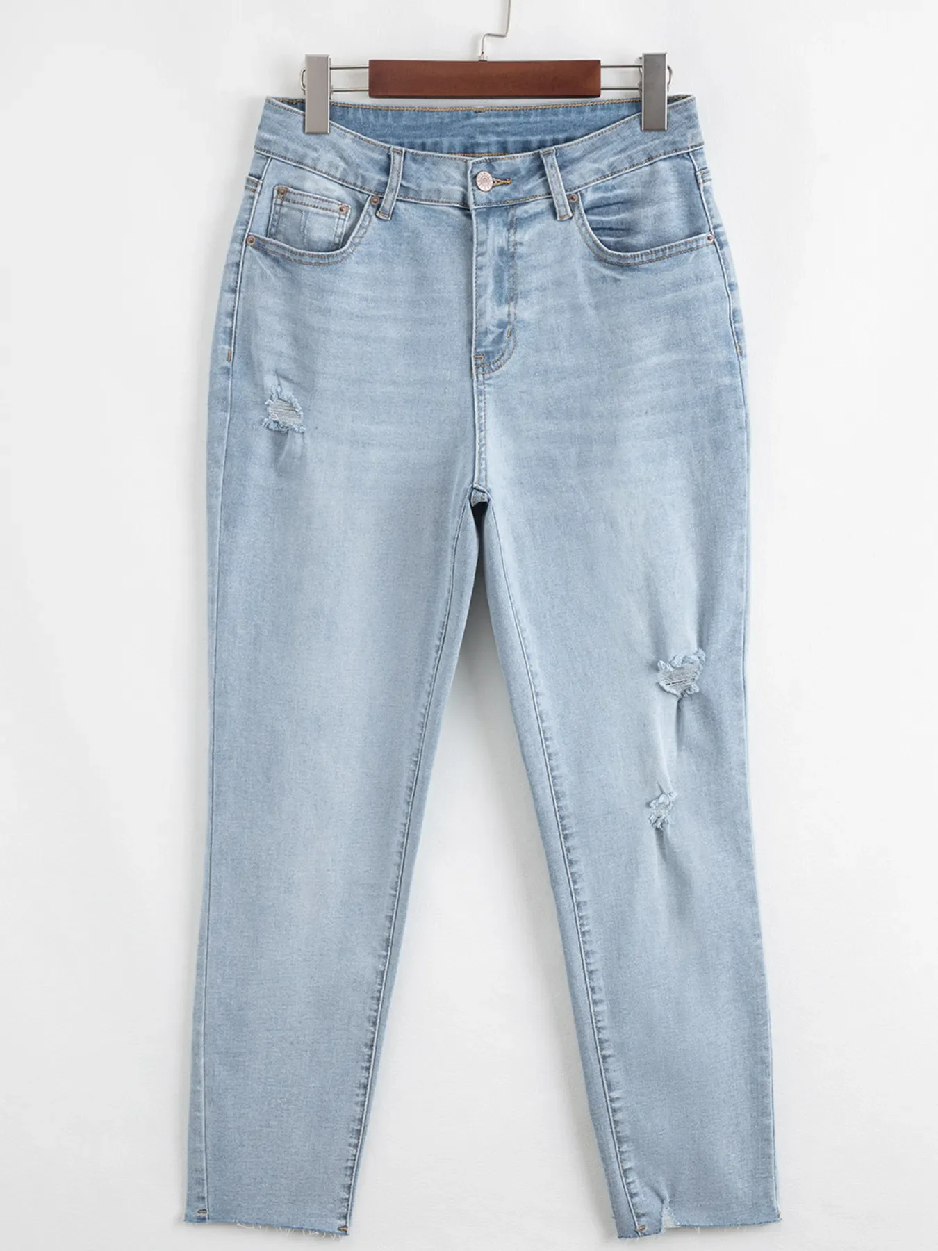 Mid Rise Ankle-Length Distressed Skinny Jeans - Image 3