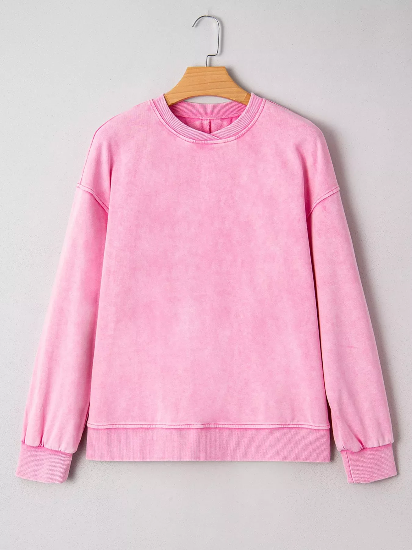 Mineral Wash Crossed Crew Neck Drop Shoulder Loose Sweatshirt - Image 4