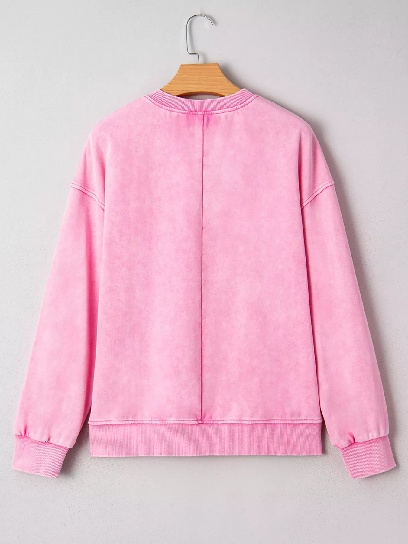 Mineral Wash Crossed Crew Neck Drop Shoulder Loose Sweatshirt - Image 5