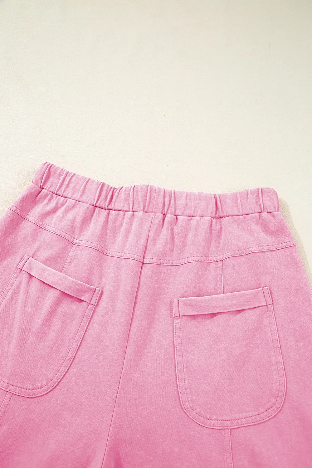 Mineral Wash Exposed Seam Drawstring High Waist Wide Leg Cargo Pants - Image 19