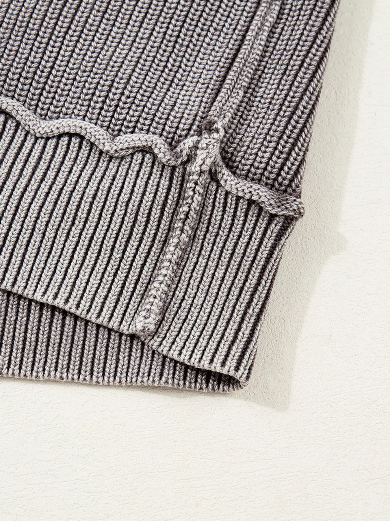 Mineral Wash Exposed Seam Patchwork Knit Open Sweater Cardigan - Image 12