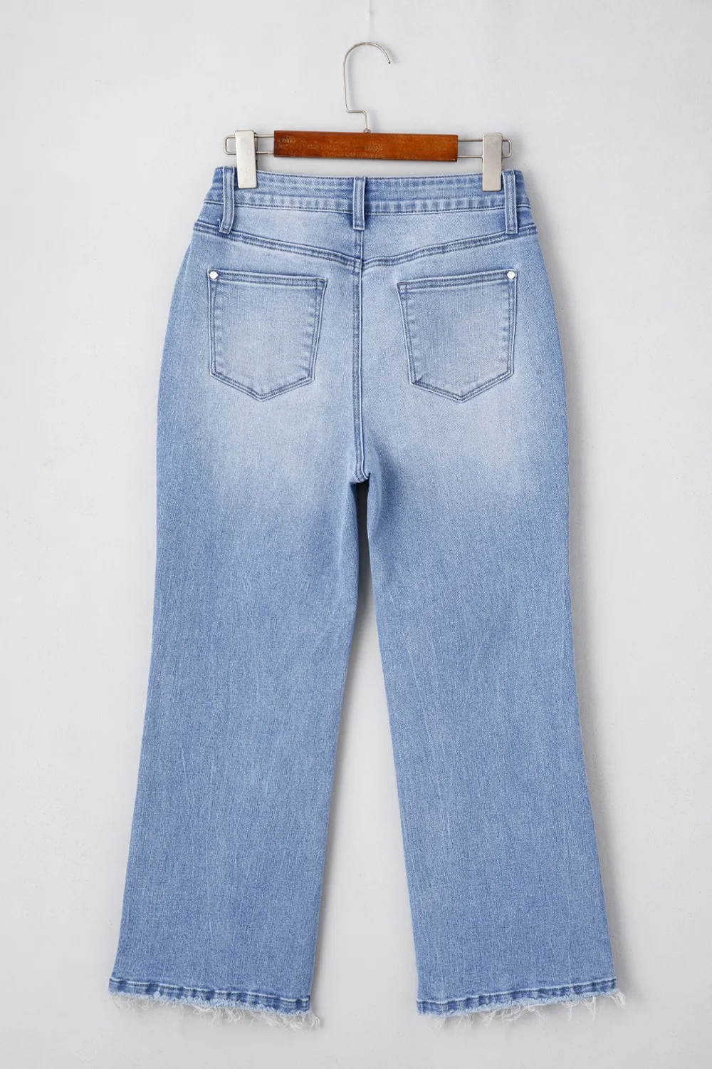 Mineral Wash Raw Hem High Waist Flared Jeans - Image 14