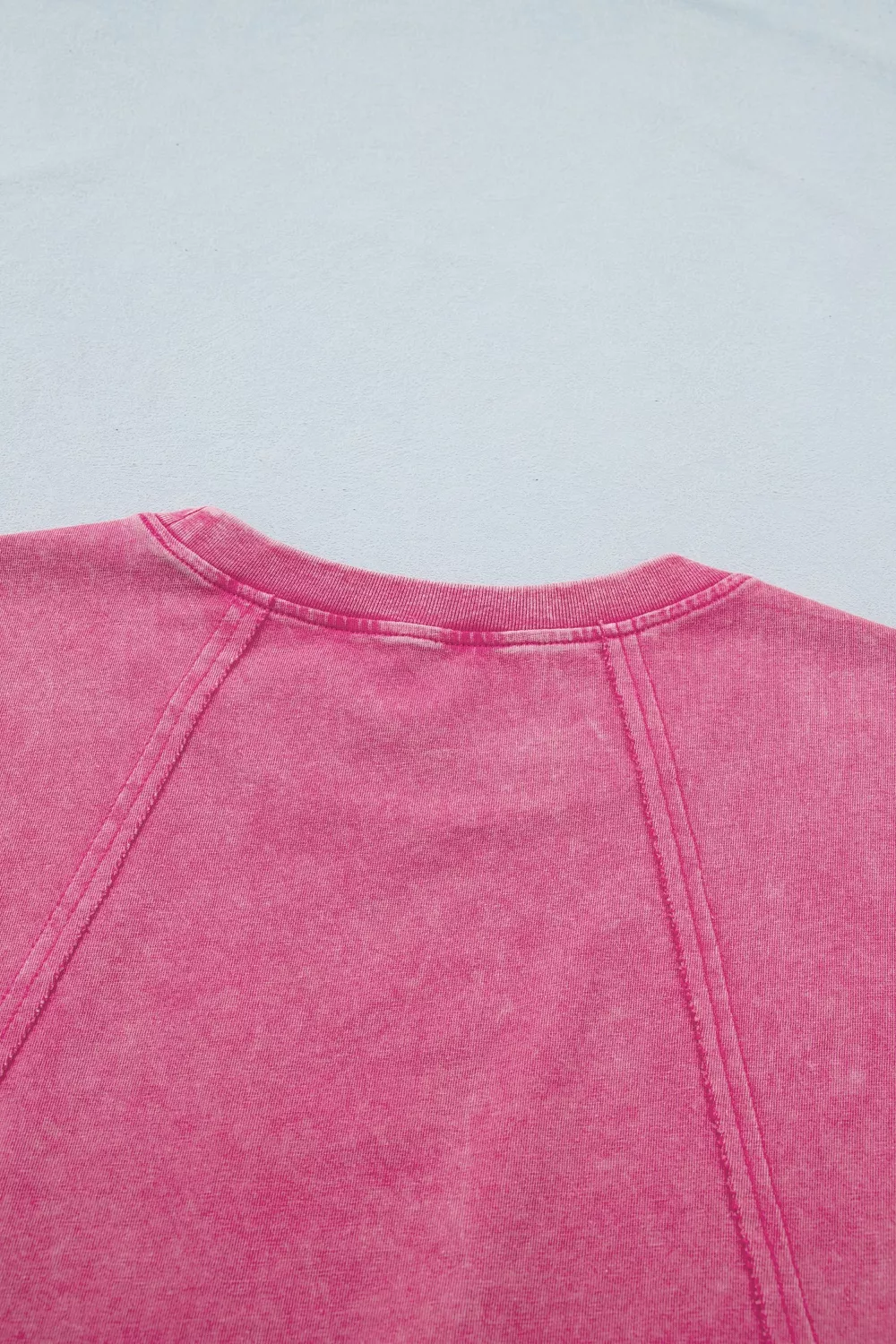 Mineral Wash Raw Seam Detail Lace Trim Cap Sleeve Top - Image 13