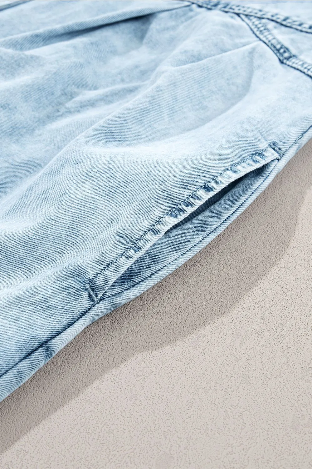 Mineral Wash Ruffle Sleeve Denim Dress - Image 13
