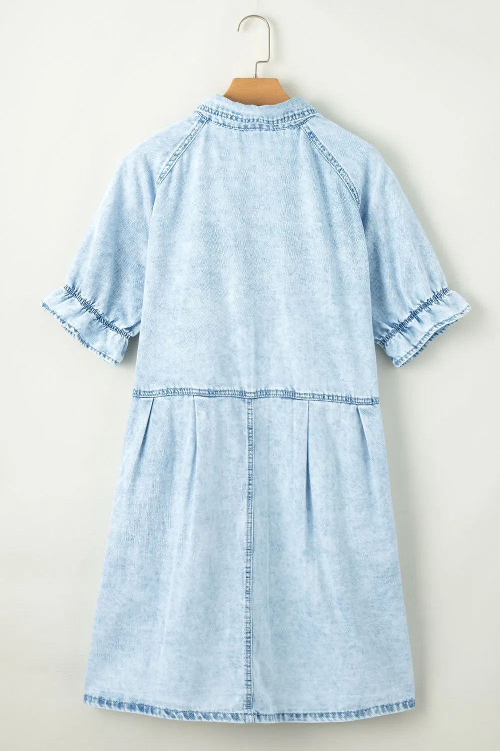 Mineral Wash Ruffle Sleeve Denim Dress - Image 9