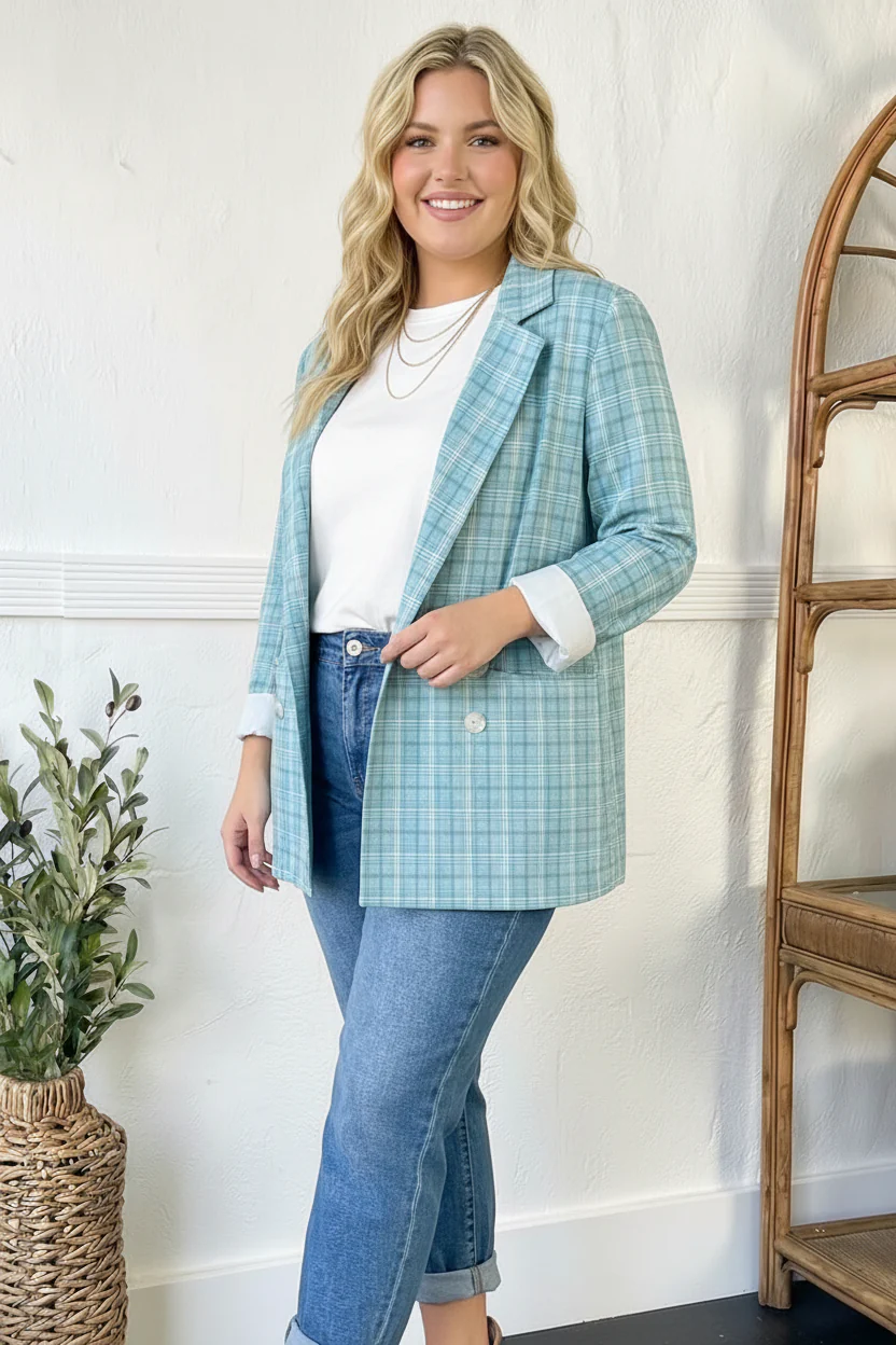 Mint To Be Plaid Blazer - Image 8