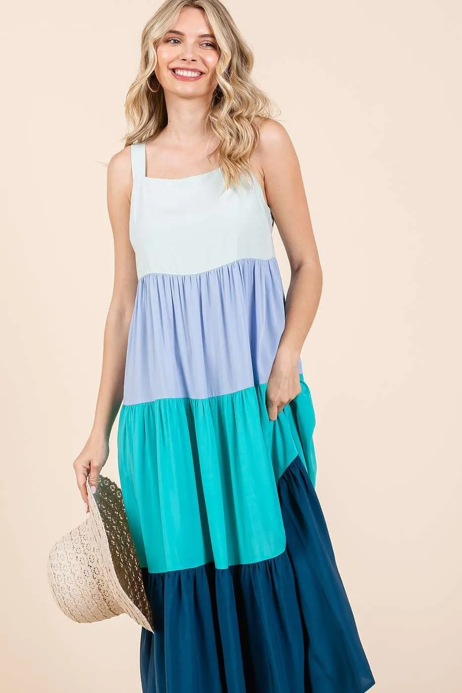 Mittoshop Color Block Tiered Pull-On Maxi Dress - Image 2