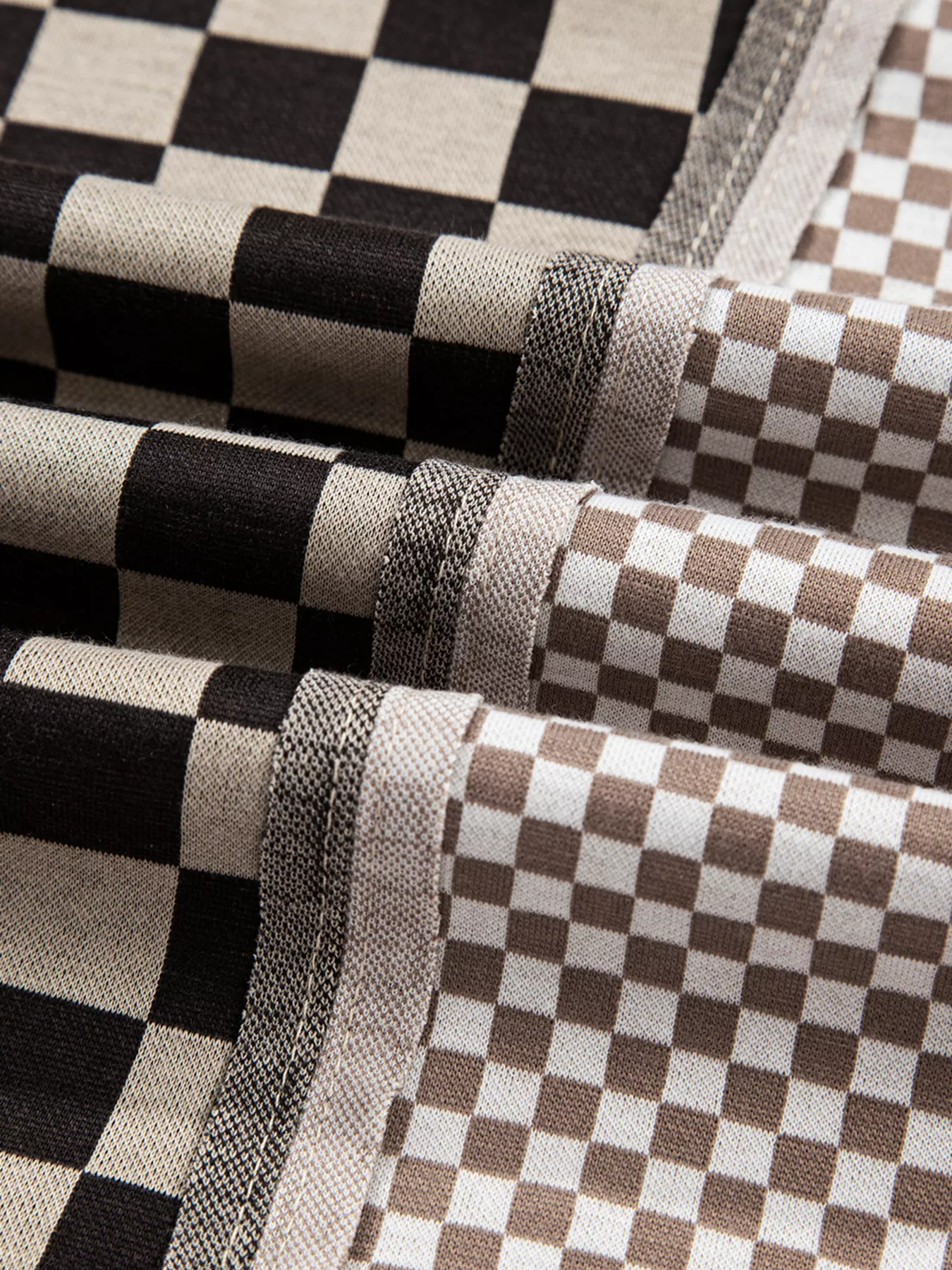 Mixed Checkered Pattern Patchwork High Low Casual Top - Image 13