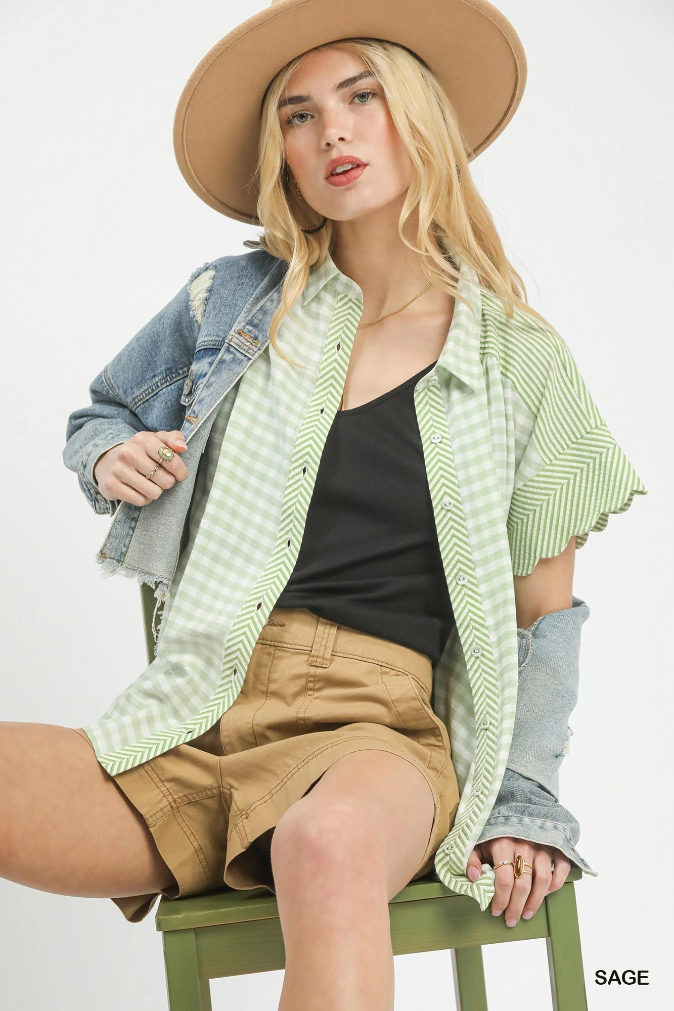 Mixed Gingham Short Sleeve Shirt - Image 4