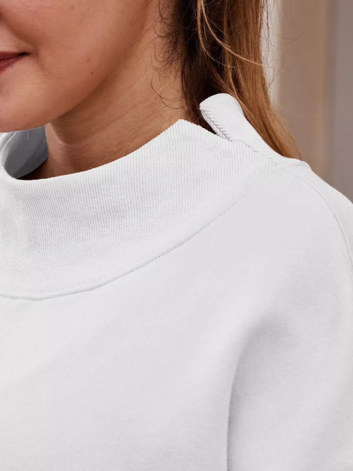 Mock Neck Dropped Shoulder Sweatshirt - Image 23