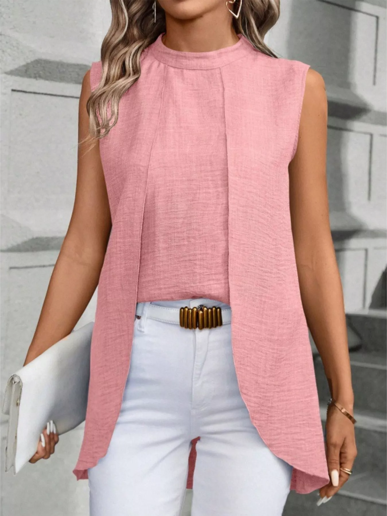 Mock Neck Sleeveless Top - Image 21