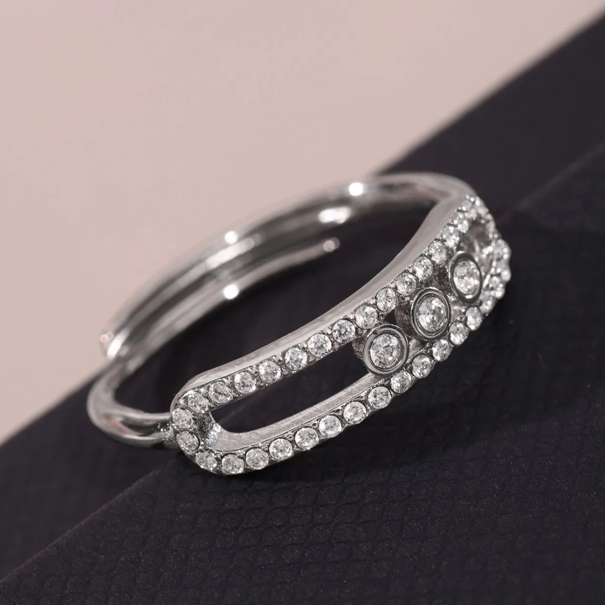 Moving Crystal Bar Necklace and Ring Jewelry Set - Image 12