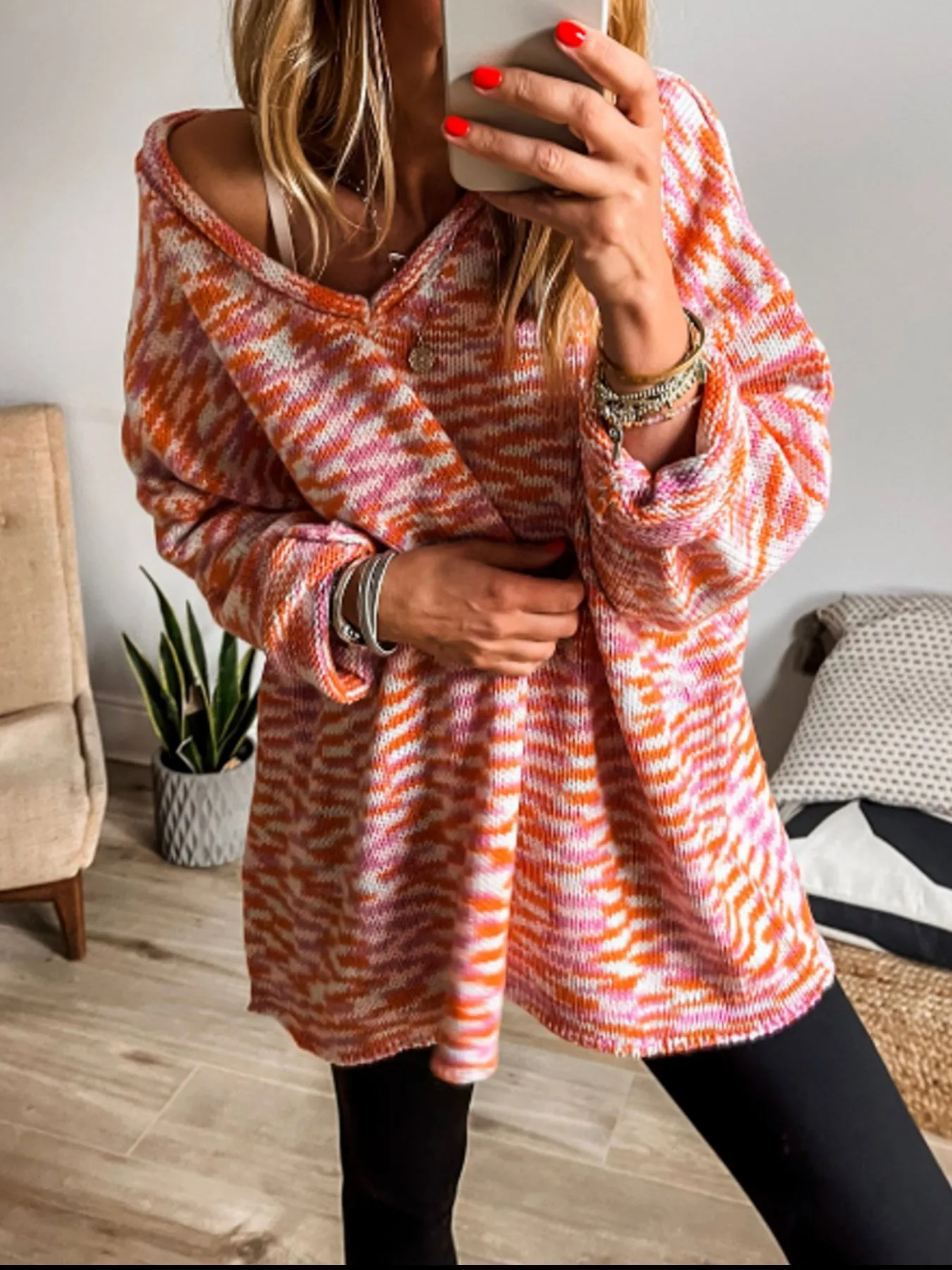 Multi-Color V-Neck Sweater - Image 5