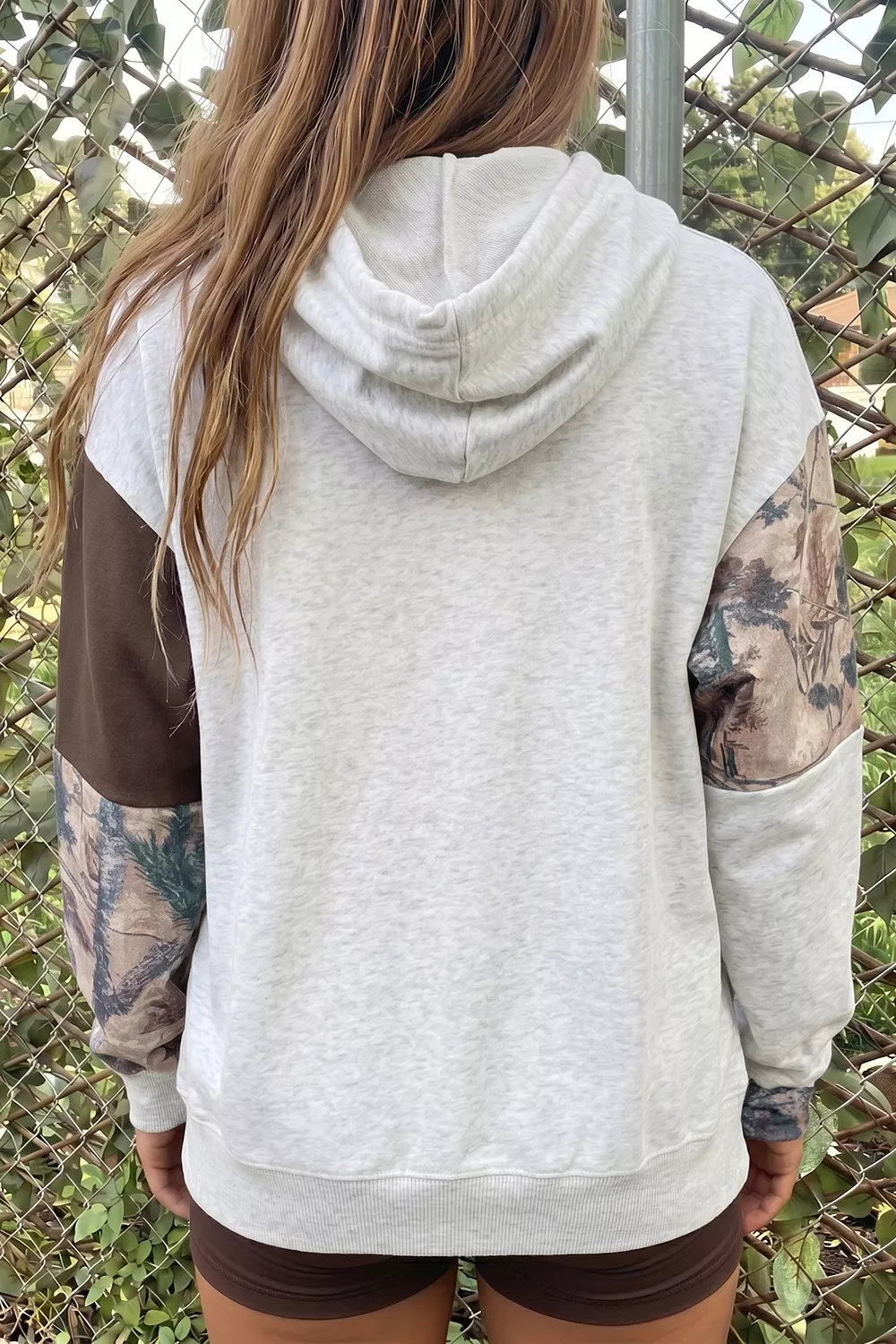 Multicolour Camo Print Drawstring Long Sleeve Western Style Hoodie - Image 2