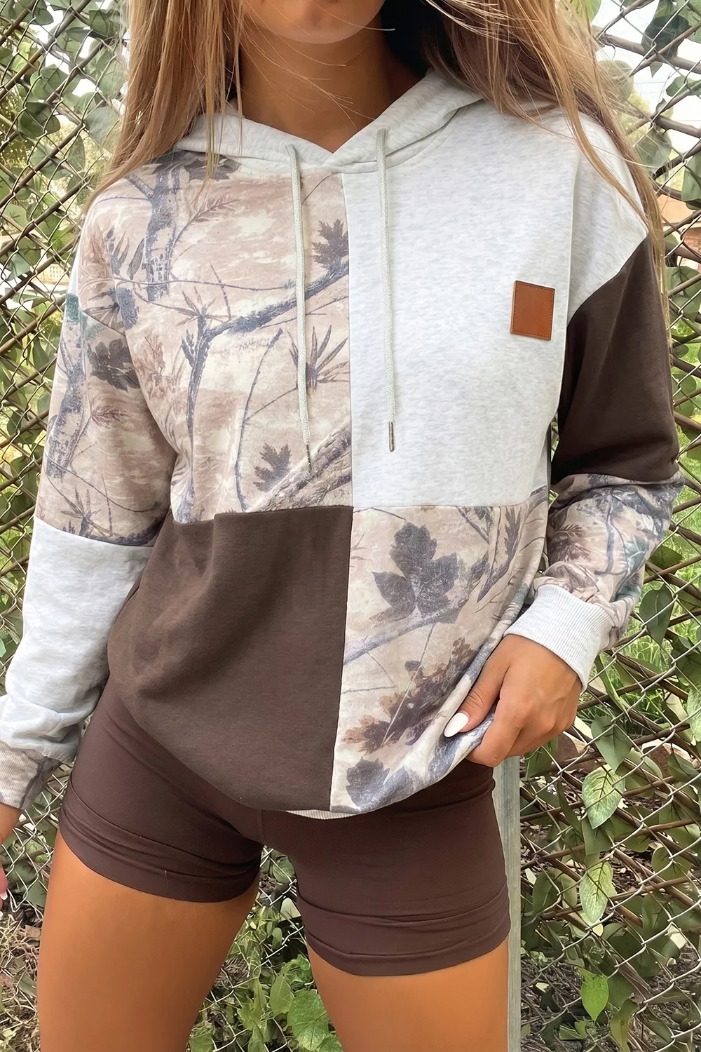 Multicolour Camo Print Drawstring Long Sleeve Western Style Hoodie - Image 3