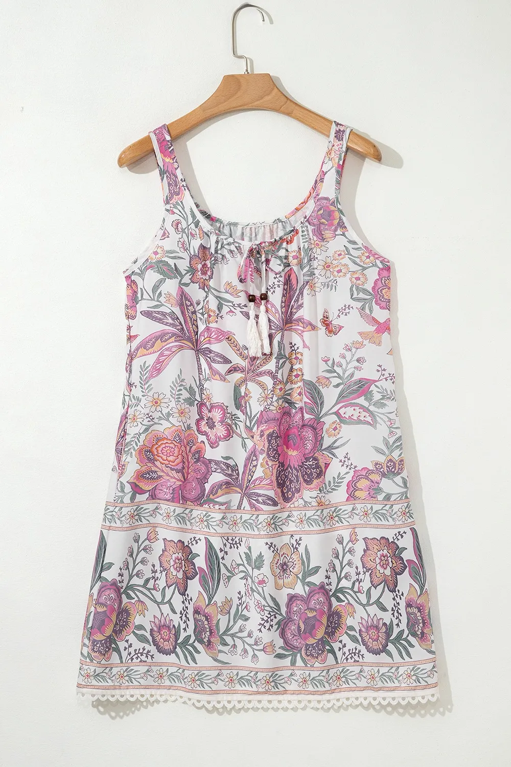Multicolour Floral Tie Neck Sleeveless Mini Dress - Image 4
