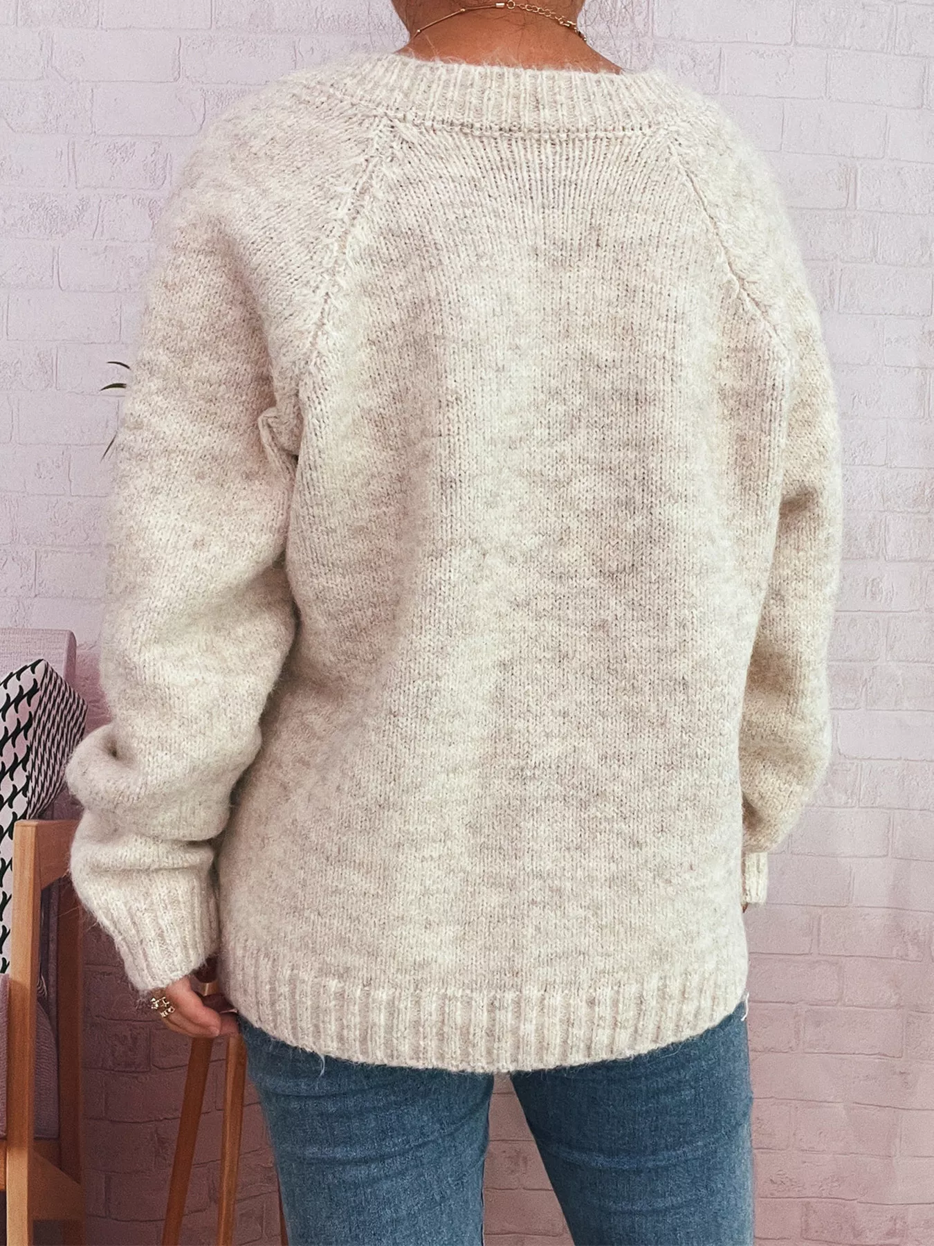 Mushroom Pattern Button-Up Cozy Knit Cardigan - Image 6