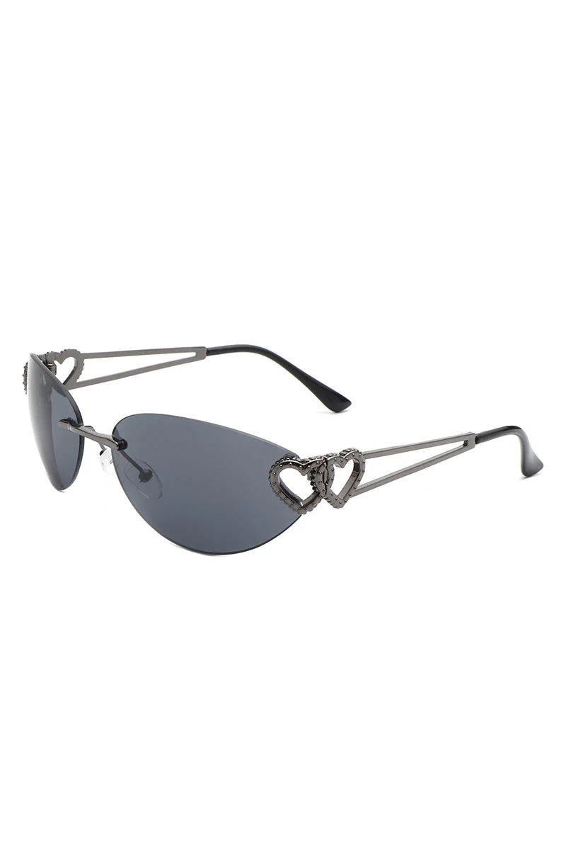 Myral - Women's Chic Frameless Oval Heart Designed Cat Eye Sunglasses - Image 3