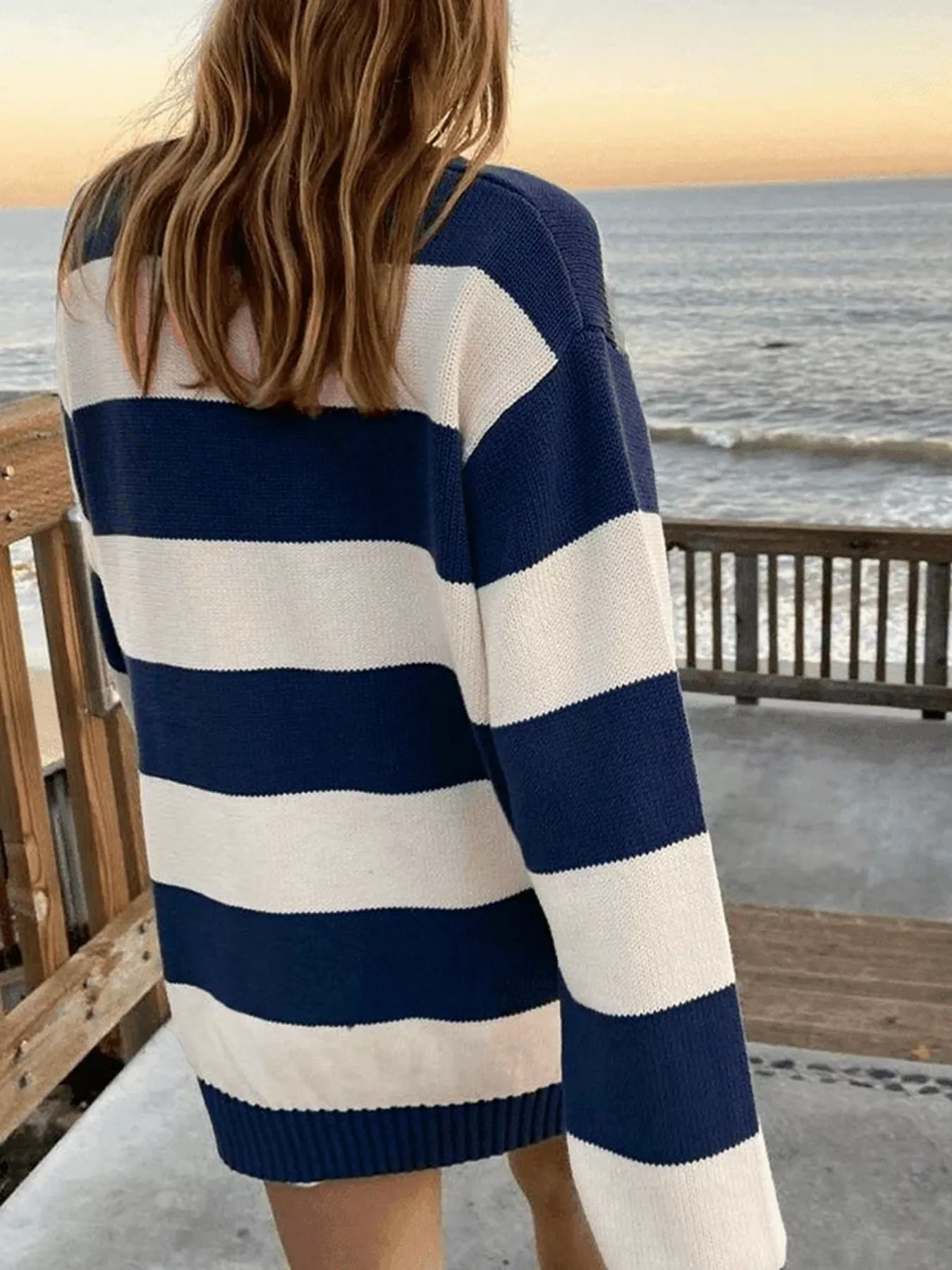 Nautical Striped Round Neck Sweater - Image 2