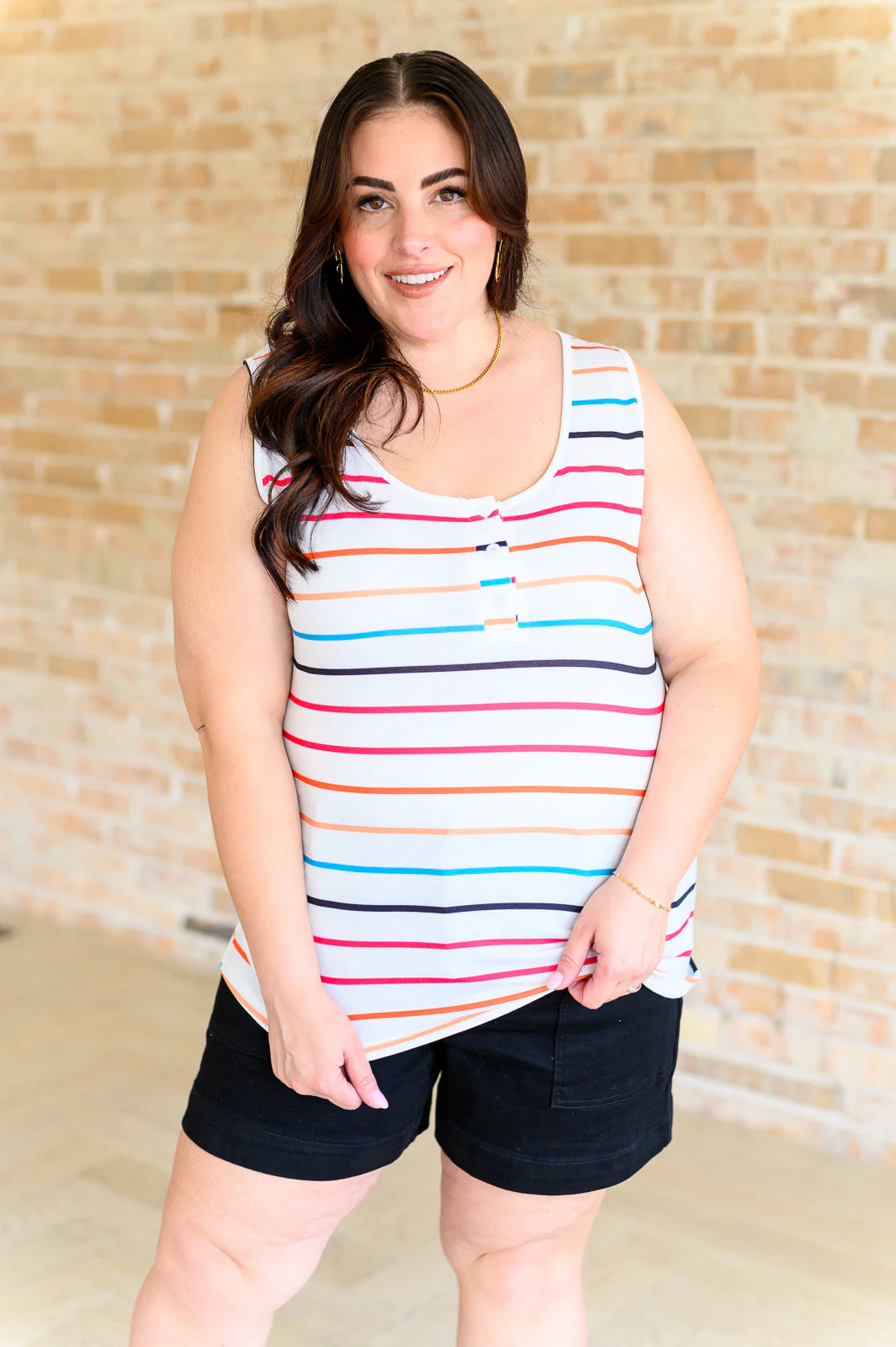 Need A Favor Colorful Henley Tank - Image 2