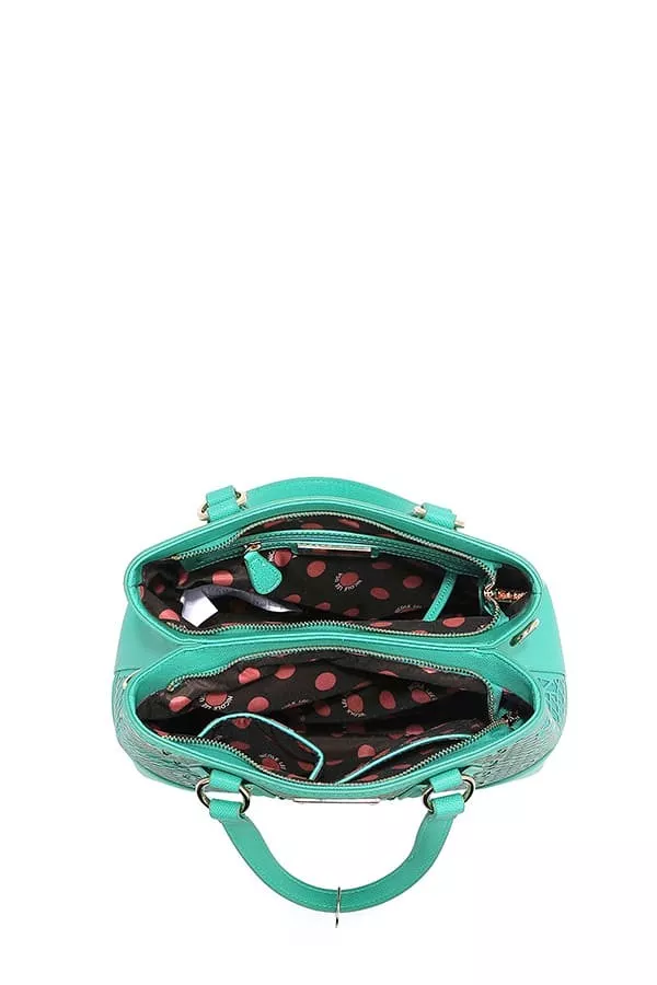 Nicole Lee USA Monogram Pattern Handbag with Rhinestones Decor - Image 12