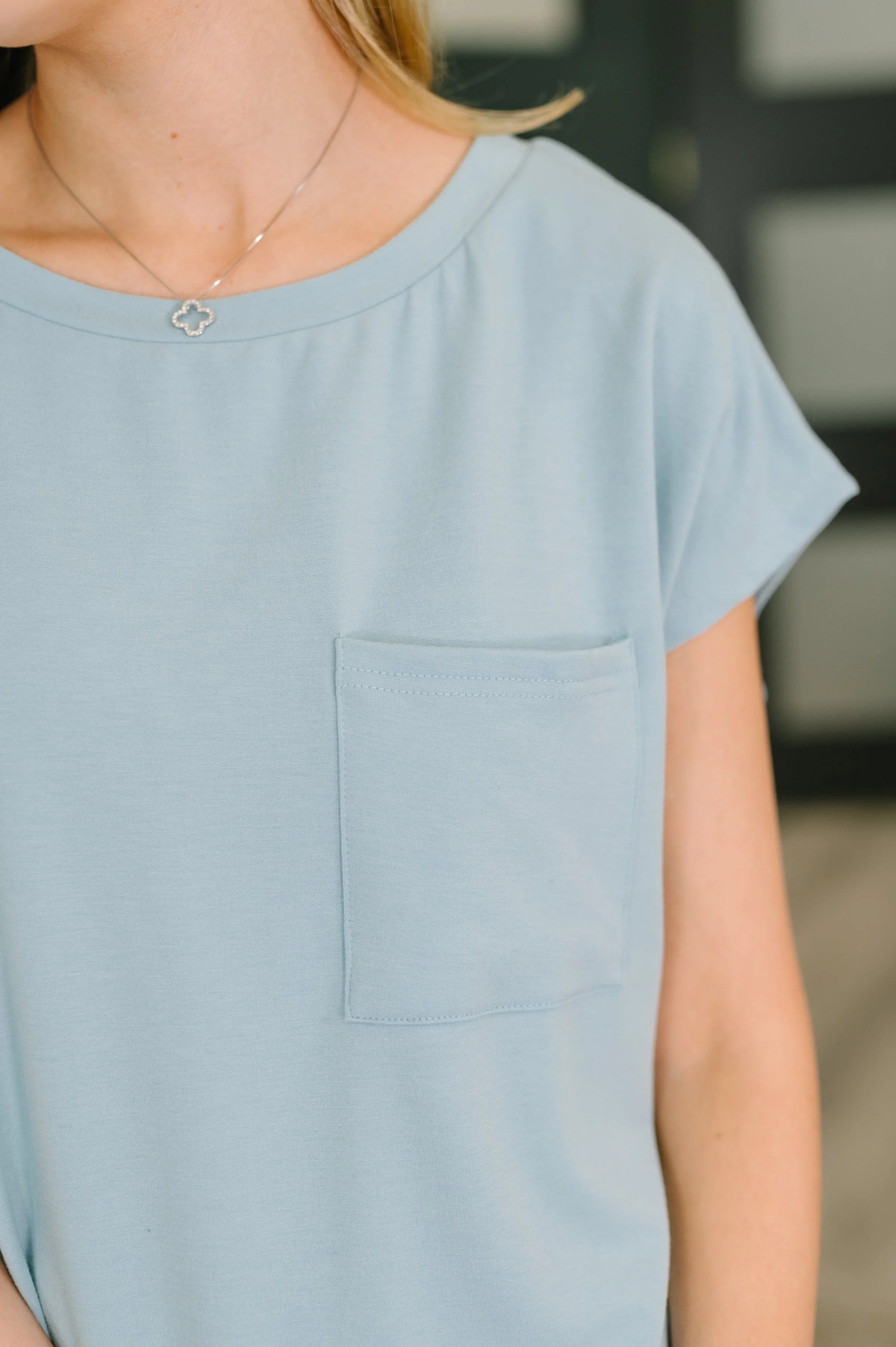 Not So Basic Pocket Tee in Blue - Image 2