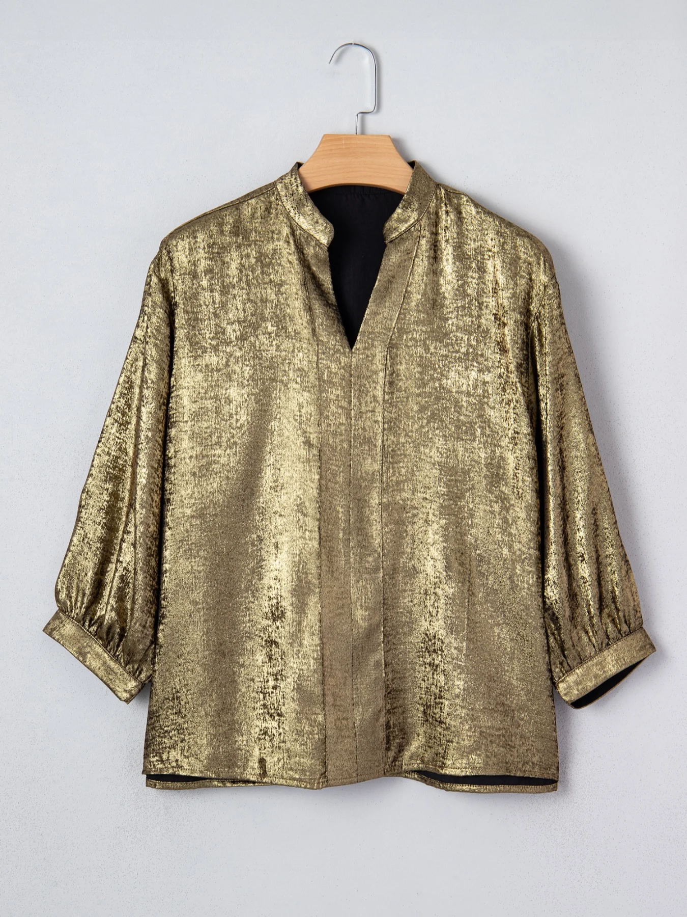 Notched 3/4 Sleeve Blouse - Image 4